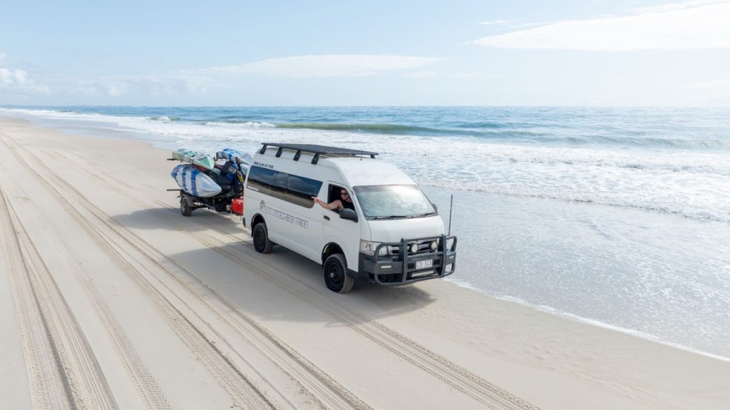 A 4WD beach tour on Bribie Island showcasing the growing Moreton Bay visitor economy.