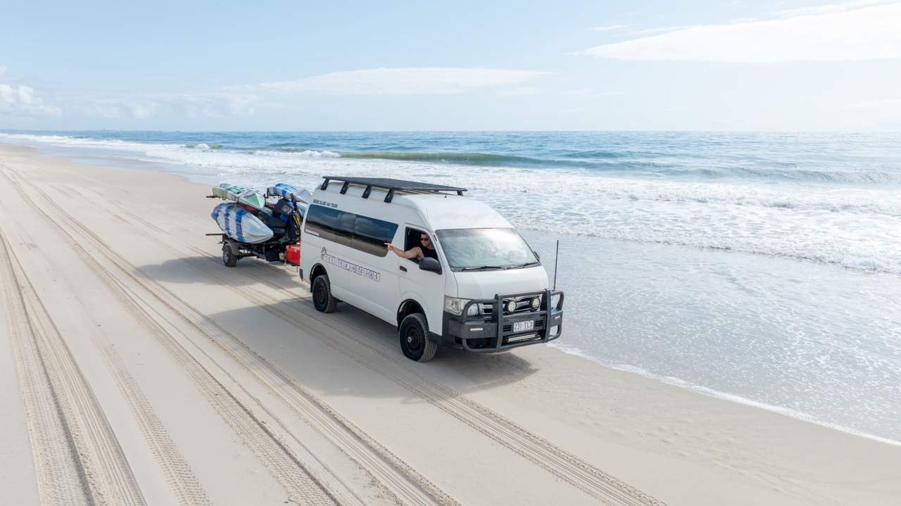 A 4WD beach tour on Bribie Island showcasing the growing Moreton Bay visitor economy.